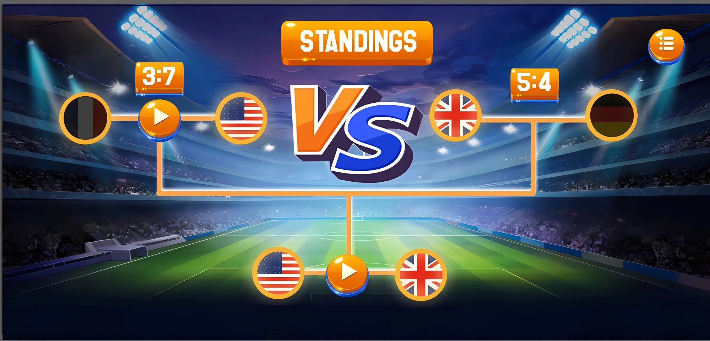 Tournament standings bracket