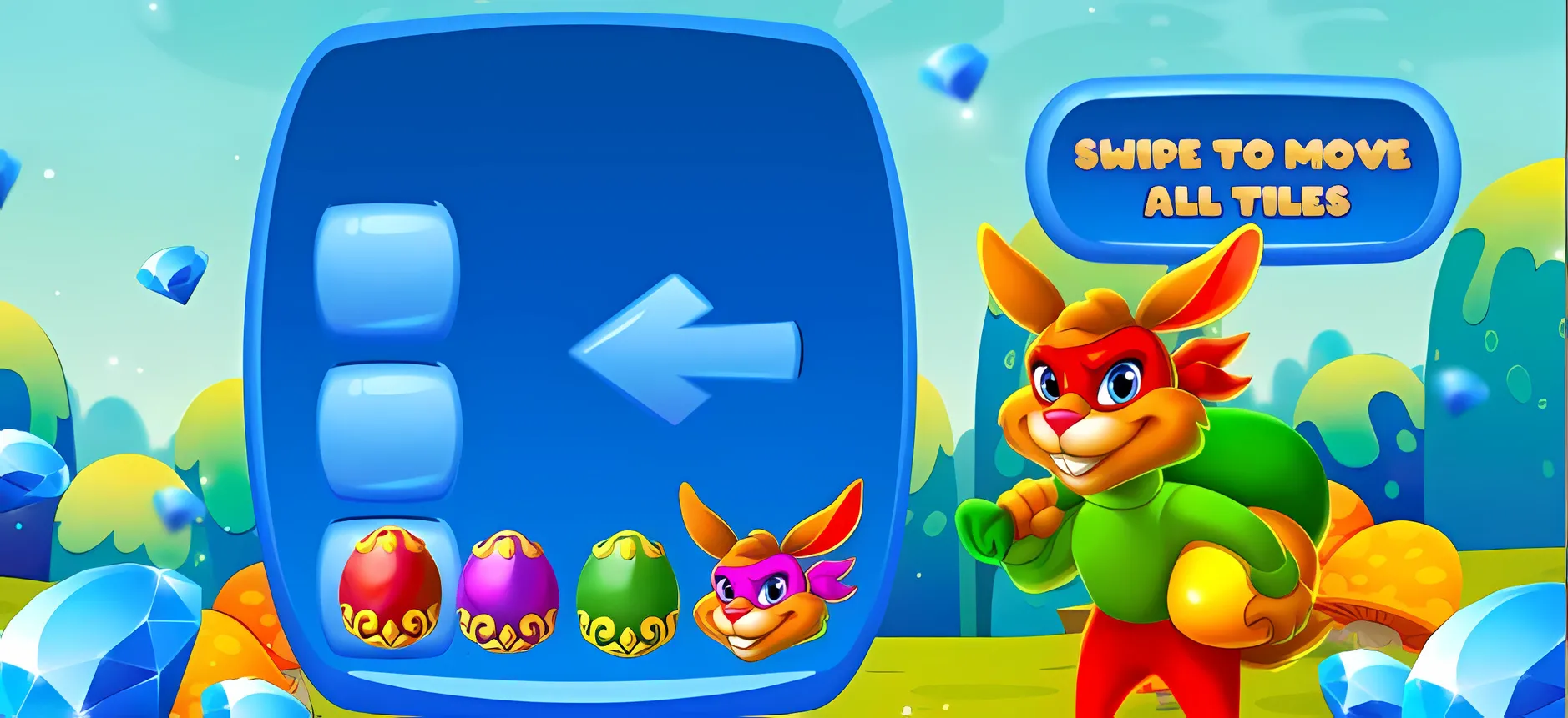 Tutorial screen: swipe to move all tiles
