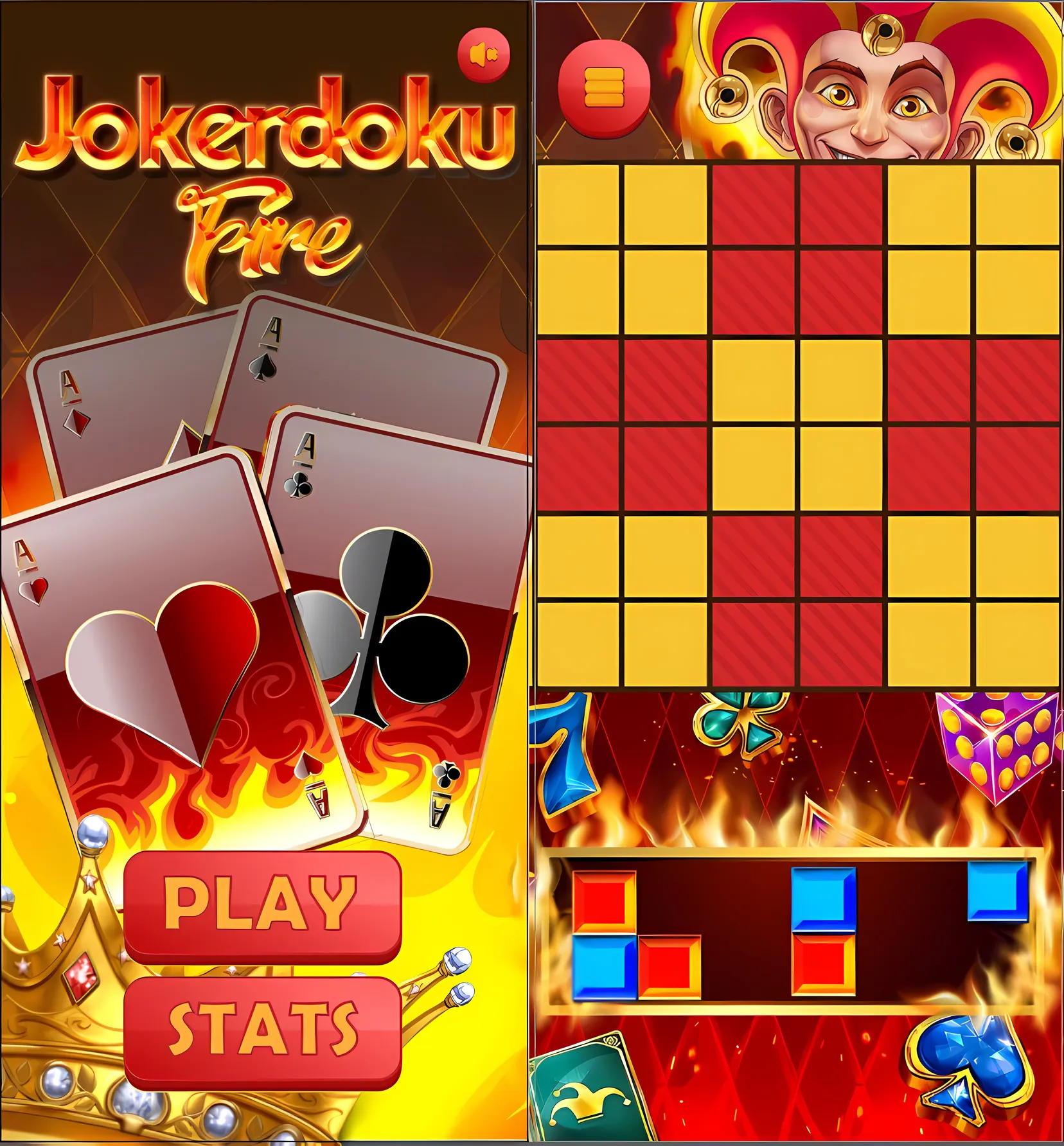 Jokerdoku Fire title and board screens