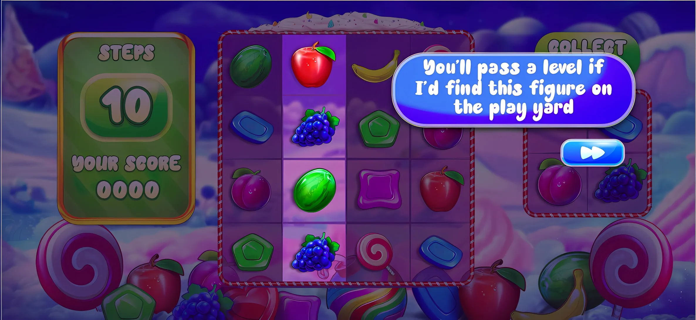 Tutorial hint over the game board